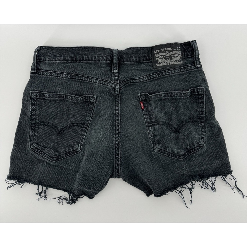 Levi's 511 Women's High Rise Cut Off Black Denim Shorts Distressed Size 33W
